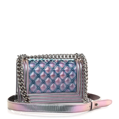 Chanel Iridescent Patent Calfskin PVC Quilted Small Boy Flap Light Purple 3 of 11