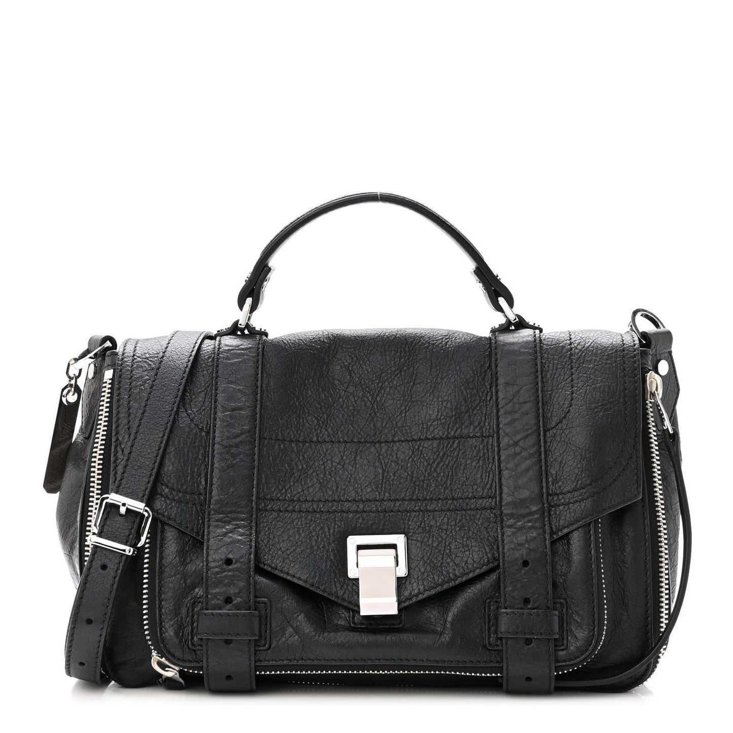 Lambskin Medium PS1 Plus Zip Satchel Black