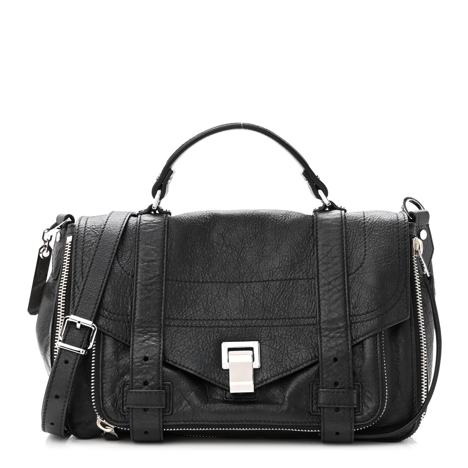 Proenza Schouler Lambskin Medium PS1 Plus Zip Satchel Black 1 of 9