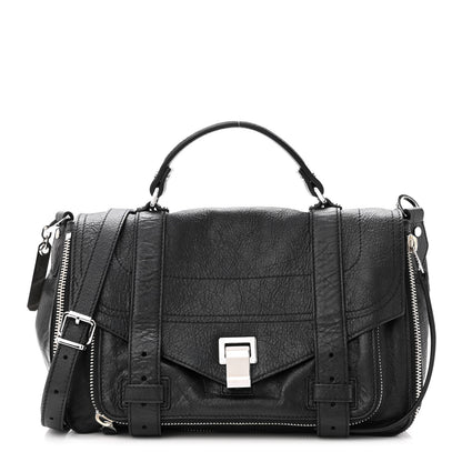 Proenza Schouler Lambskin Medium PS1 Plus Zip Satchel Black 1 of 9