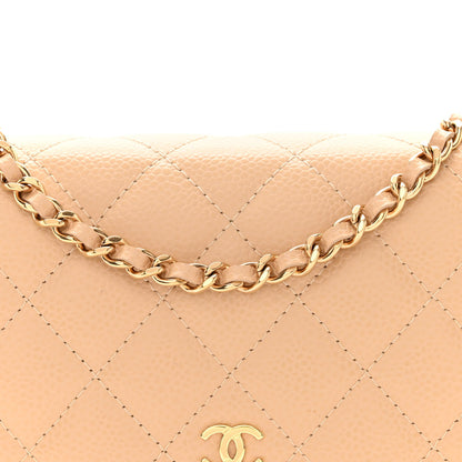 Chanel Caviar Quilted Wallet On Chain WOC Beige 9 of 12