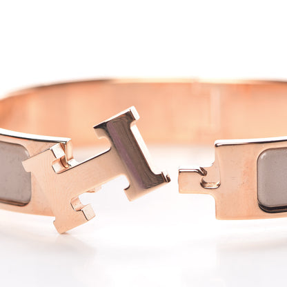 Hermes Enamel Clic Clac H Narrow Bracelet PM Marron Glace 5 of 6