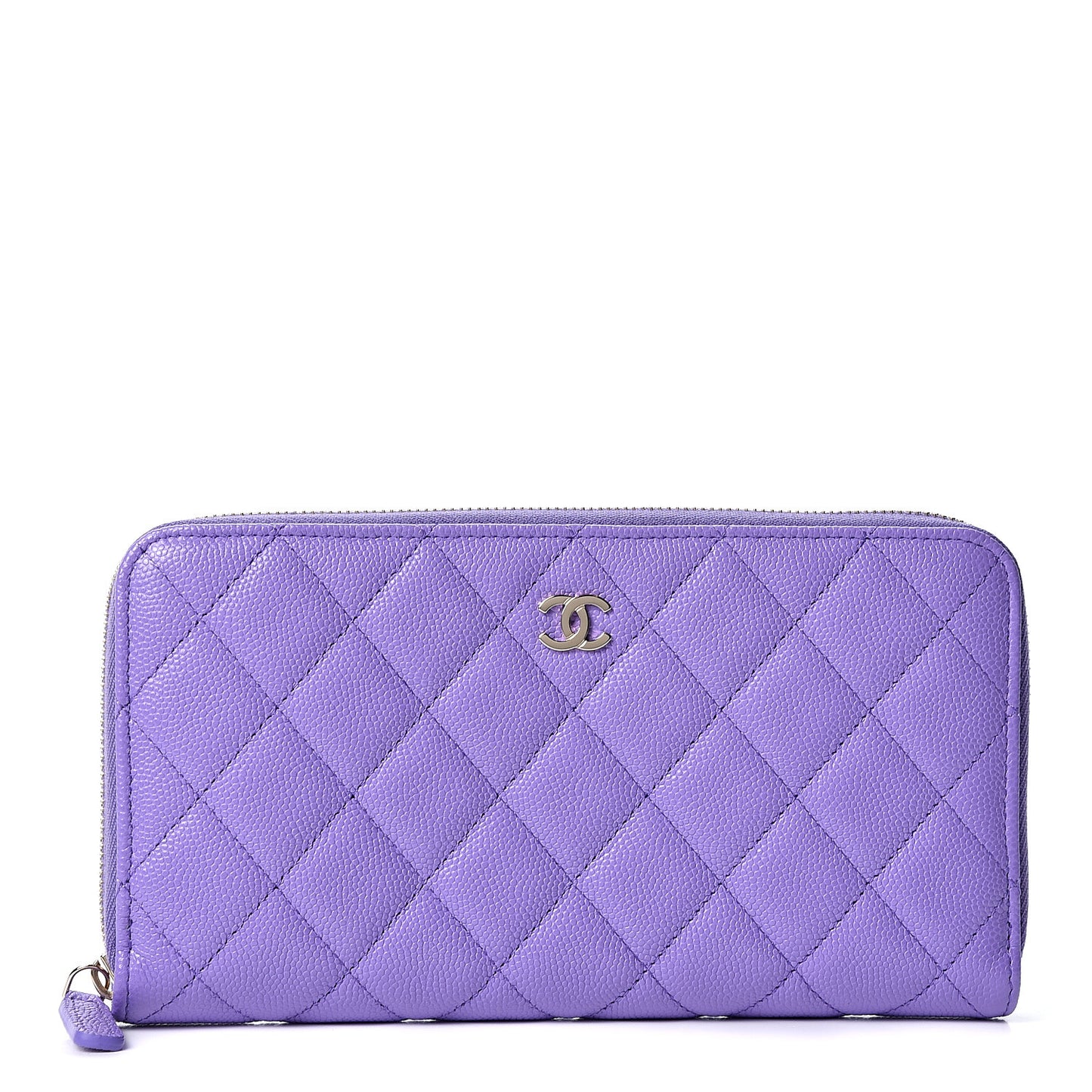 Caviar Quilted Large Gusset Zip Around Wallet Purple