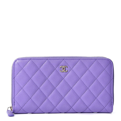 Chanel Caviar Quilted Large Gusset Zip Around Wallet Purple 1 of 10