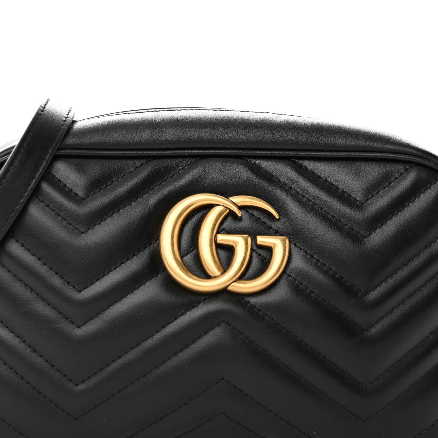 Calfskin Matelasse Small GG Marmont Chain Shoulder Bag Black