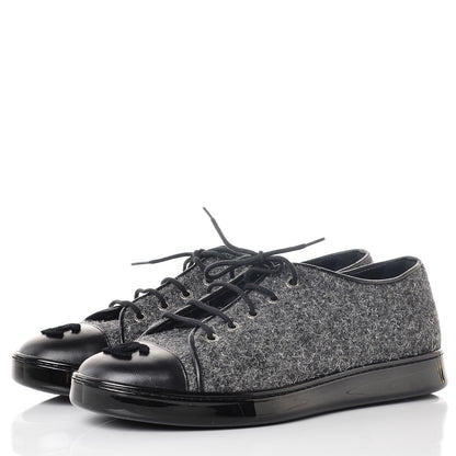 Chanel Fabric Calfskin Low Top Sneakers 38.5 Dark Grey 3 of 8