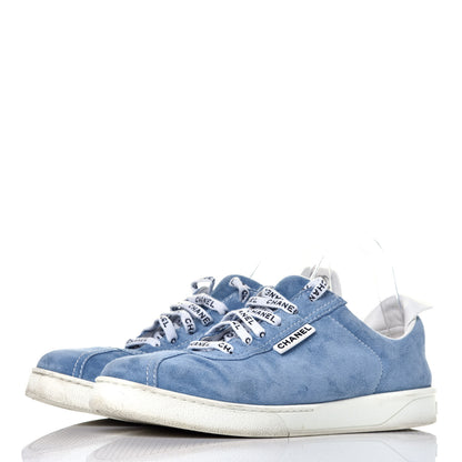 Chanel Suede Calfskin Sneakers 42 Light Blue 3 of 9