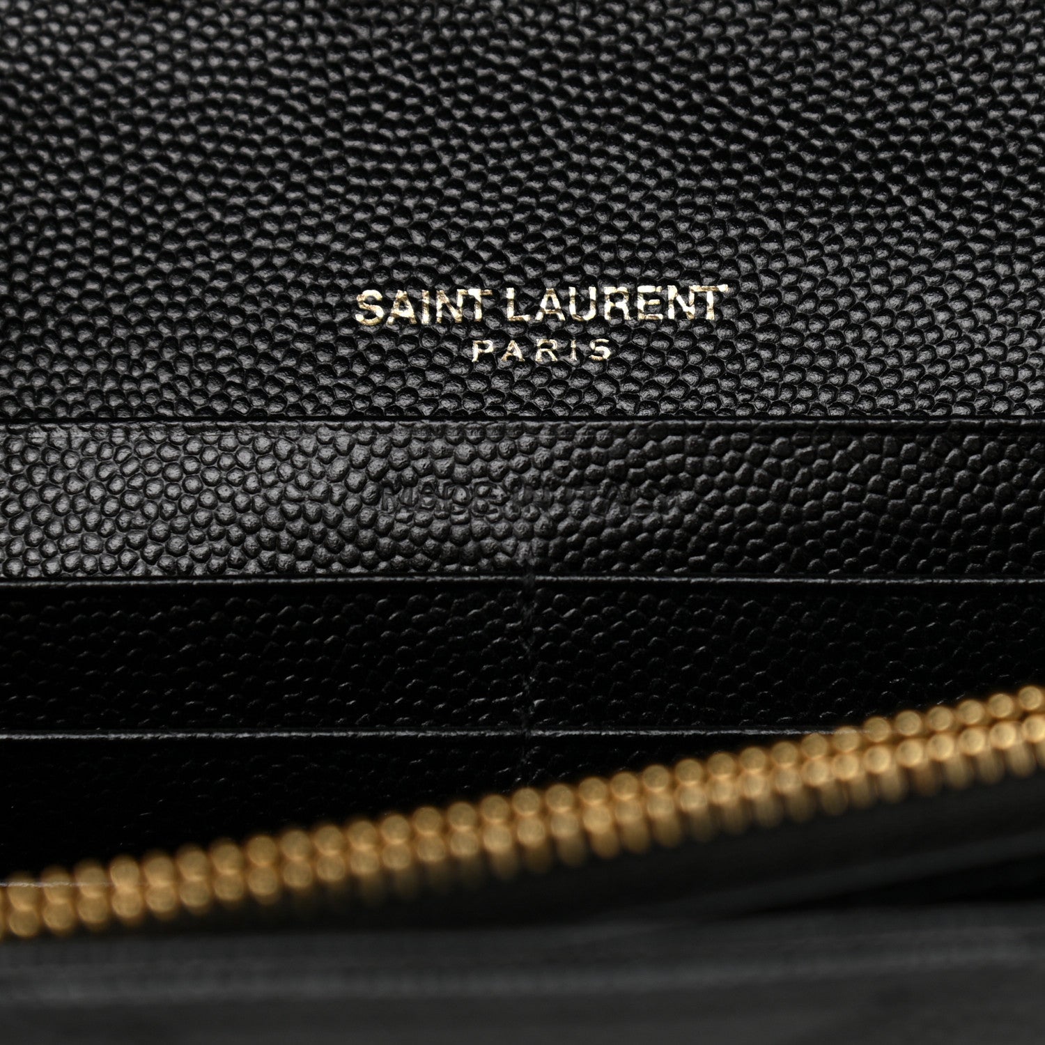 Saint Laurent Grain De Poudre Matelasse Chevron Monogram Chain Wallet Black 5 of 11