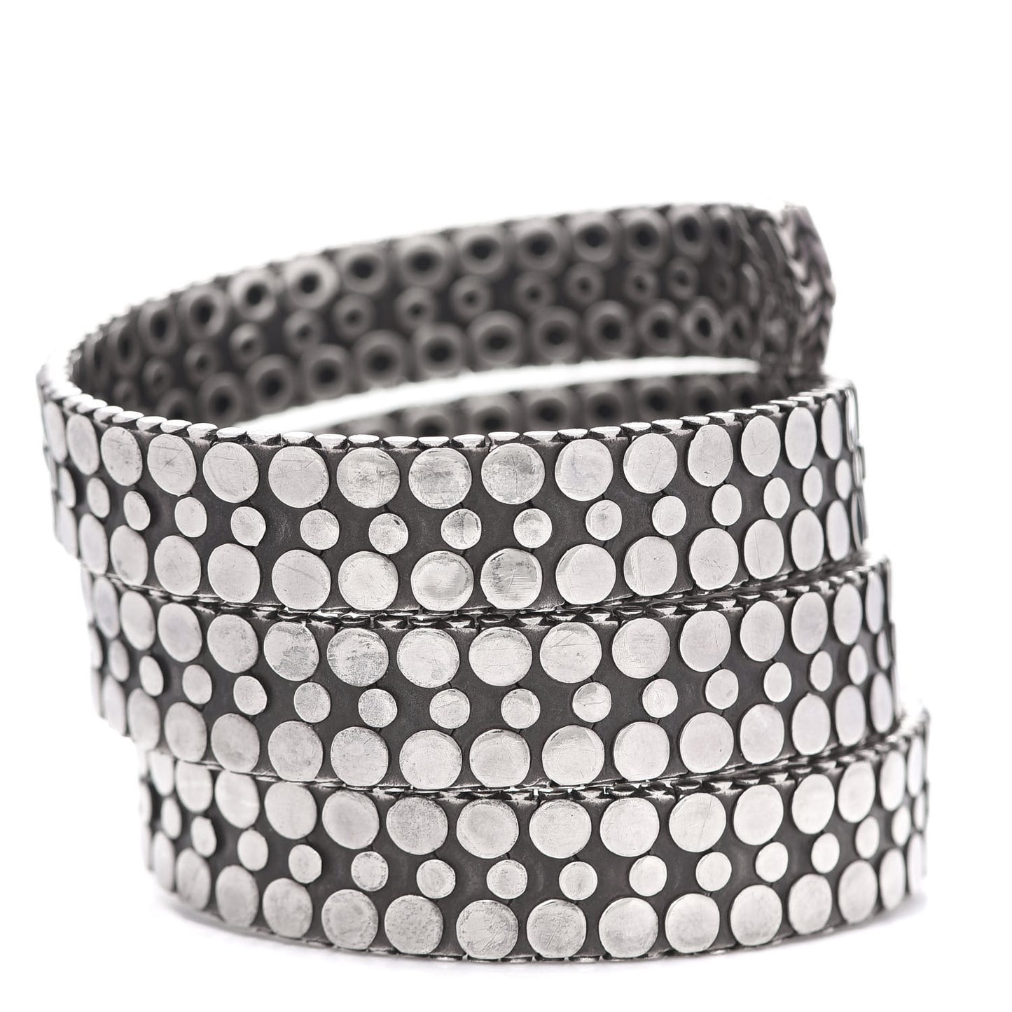 Sterling Silver Dot Triple Coil Bracelet M