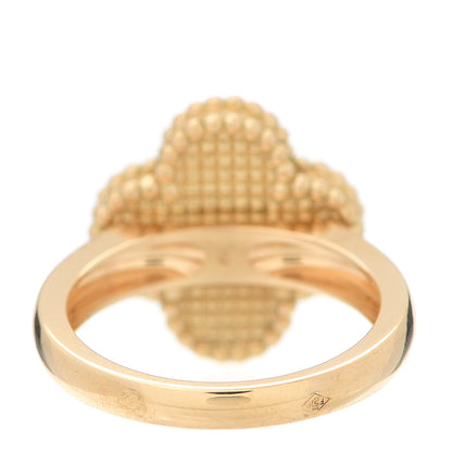 Van Cleef & Arpels 18K Yellow Gold Diamond Mother of Pearl Vintage Alhambra Ring 51 5.75 4 of 6