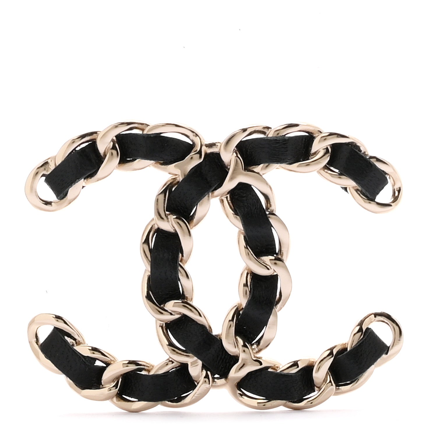 Chanel Lambskin Chain CC Brooch Black Gold 1 of 4