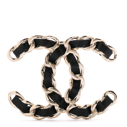 Chanel Lambskin Chain CC Brooch Black Gold 1 of 4