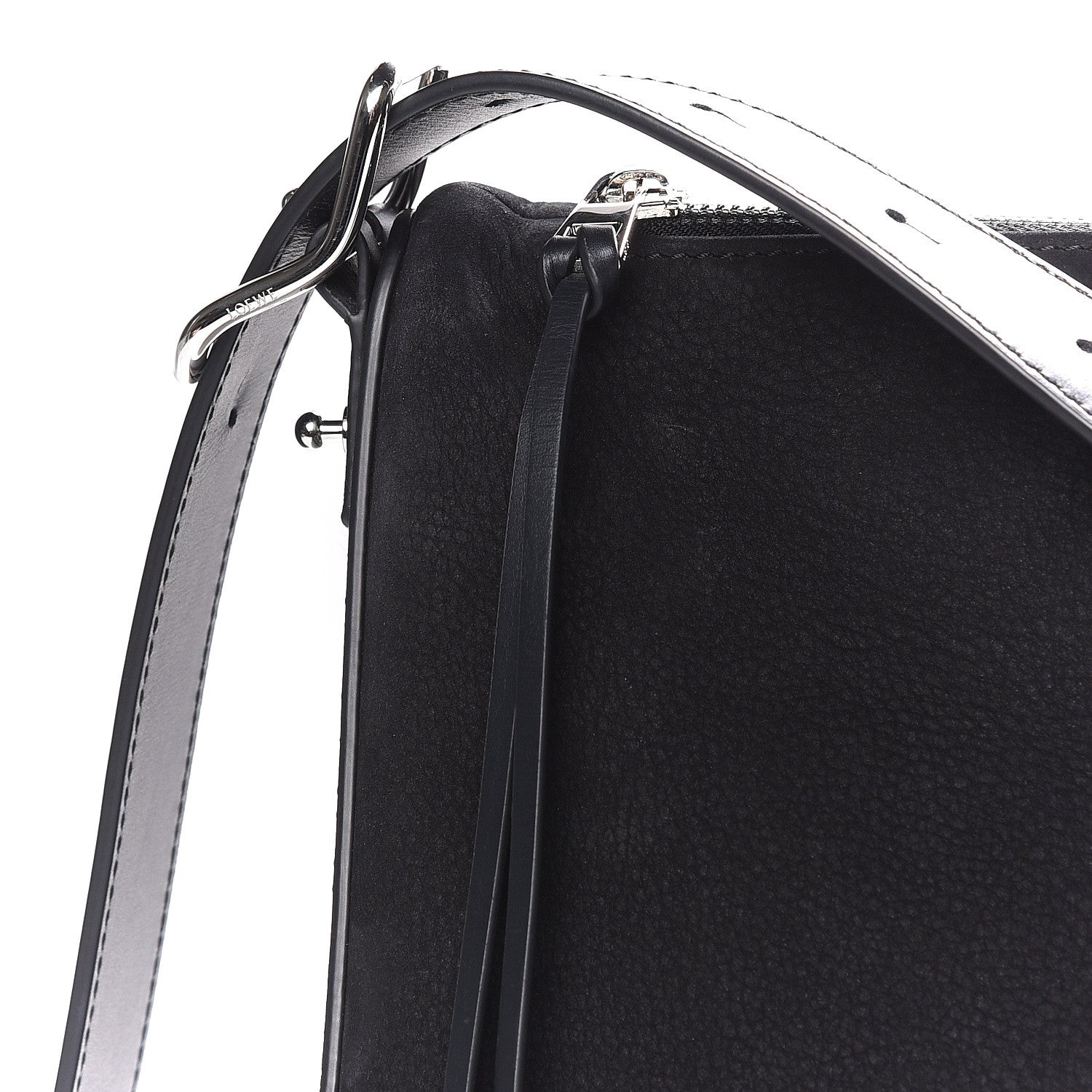 Loewe Nubuck Calfskin Berlingo Shoulder Bag Black 7 of 10