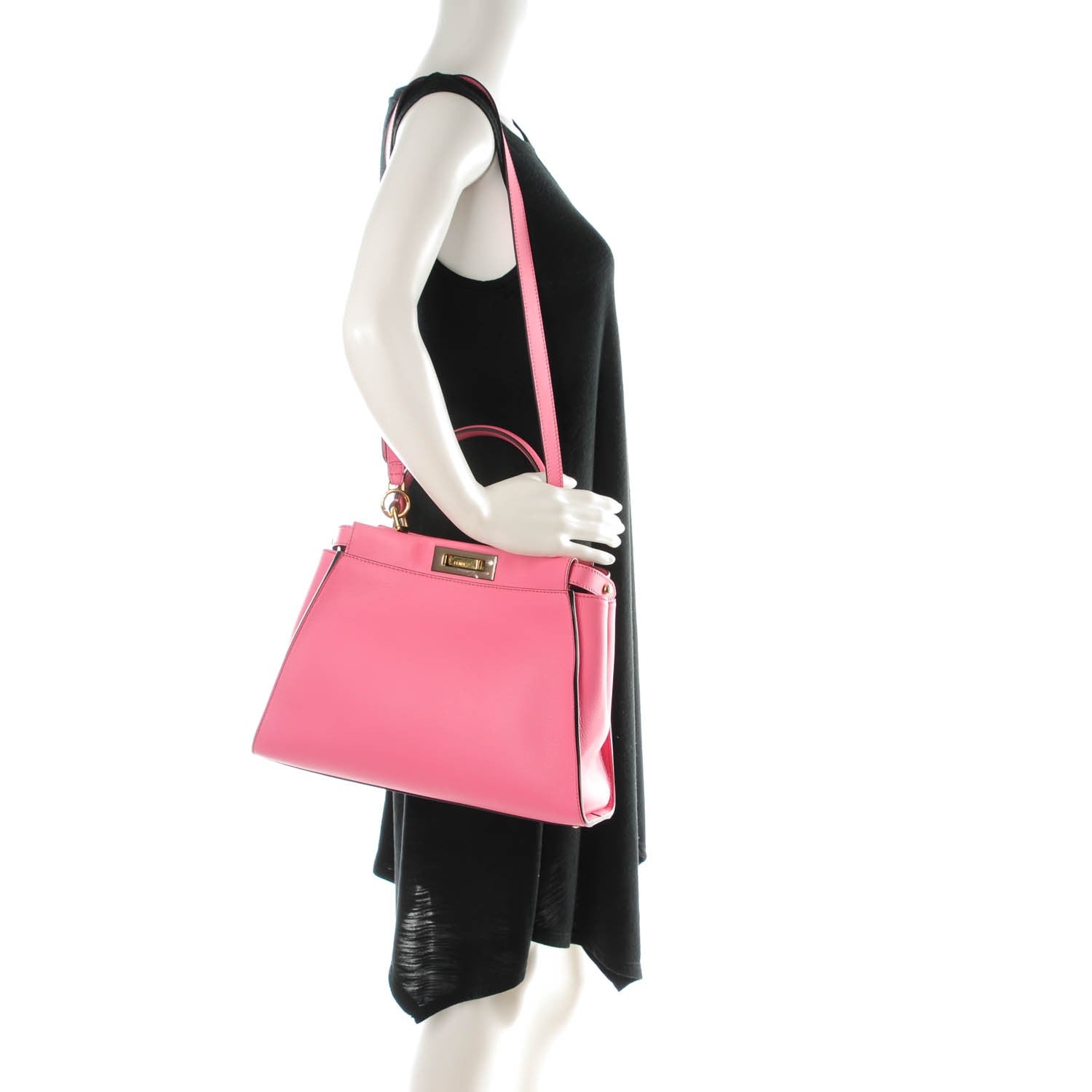 Fendi Vitello Seta Medium Peekaboo Iconic Satchel Pink 2 of 7