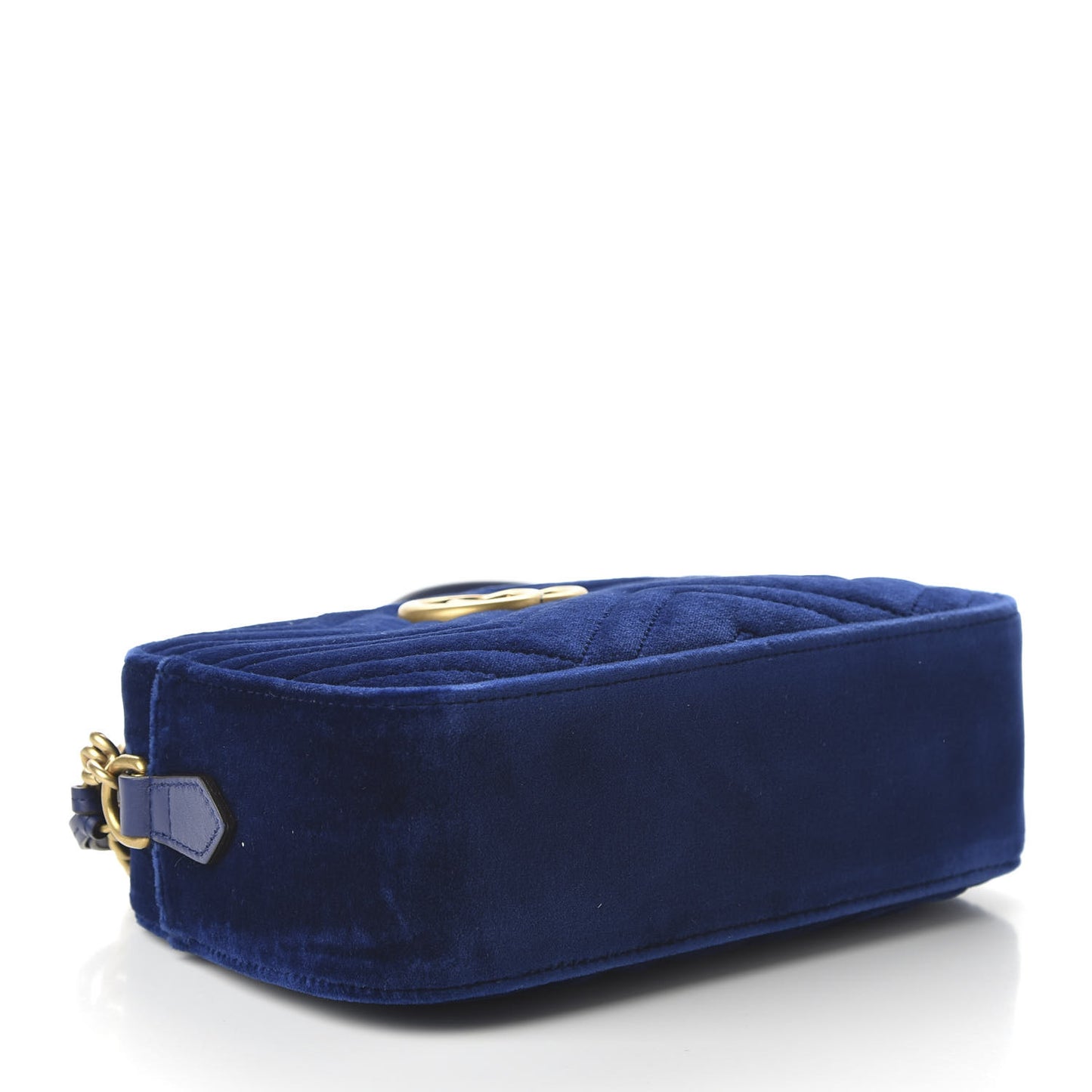 Velvet Matelasse Small GG Marmont Chain Shoulder Bag Cobalt