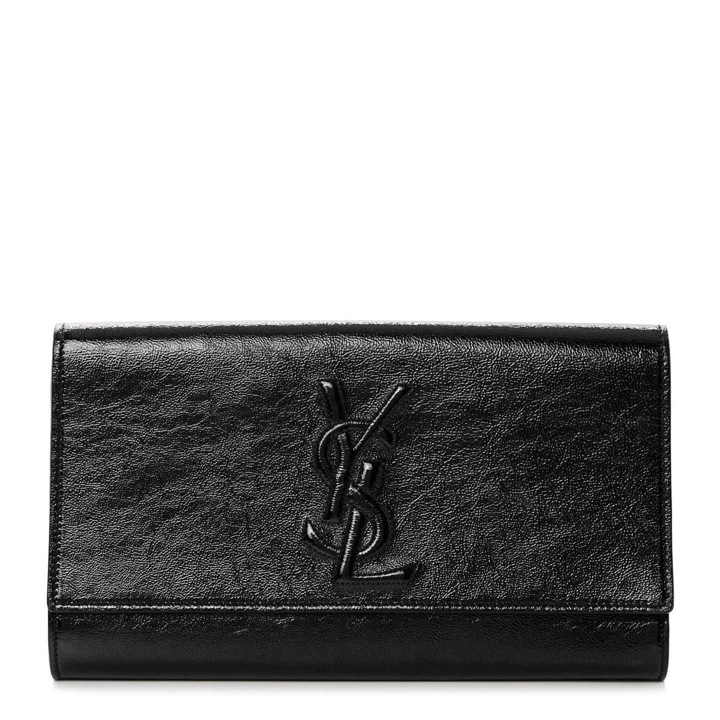 Textured Patent Monogram Large Belle De Jour Clutch Black