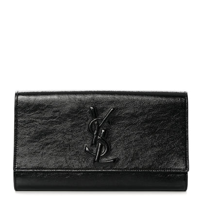 Saint Laurent Textured Patent Monogram Large Belle De Jour Clutch Black 1 of 11