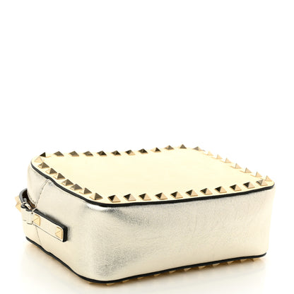 Valentino Garavani Metallic Calfskin Rockstud Camera Crossbody Bag Gold 4 of 10