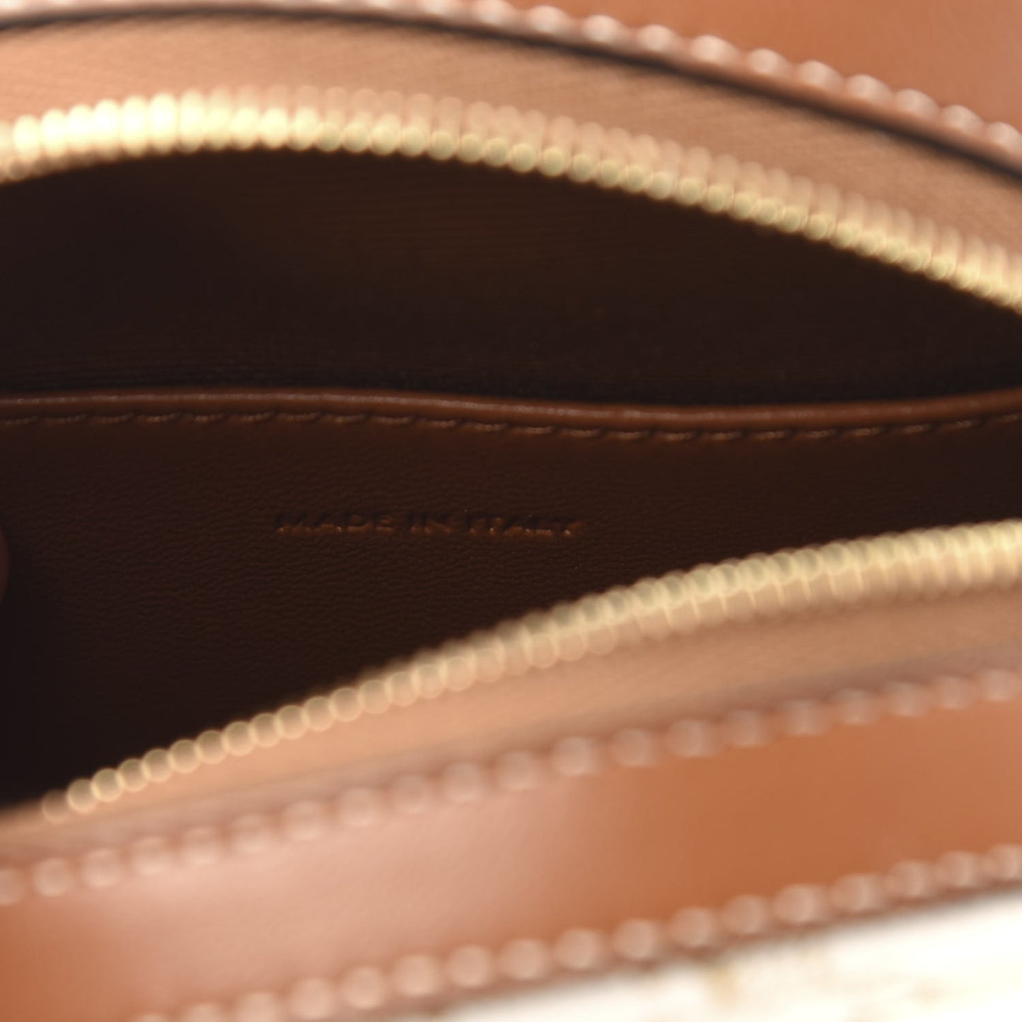 Lambskin Triomphe Canvas Round Purse On Strap White Tan