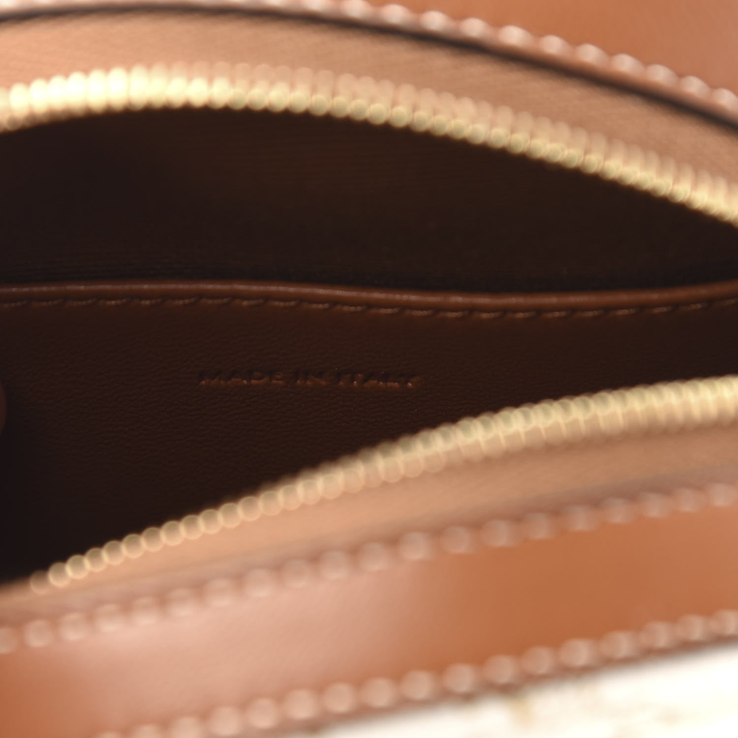 Celine Lambskin Triomphe Canvas Round Purse On Strap White Tan 8 of 9