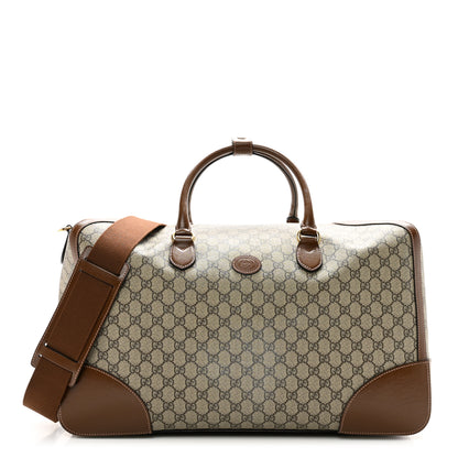 Gucci GG Supreme Monogram Azalea Calfskin Retro Interlocking G Large Duffle Bag Beige Ebony Brown Sugar 1 of 12
