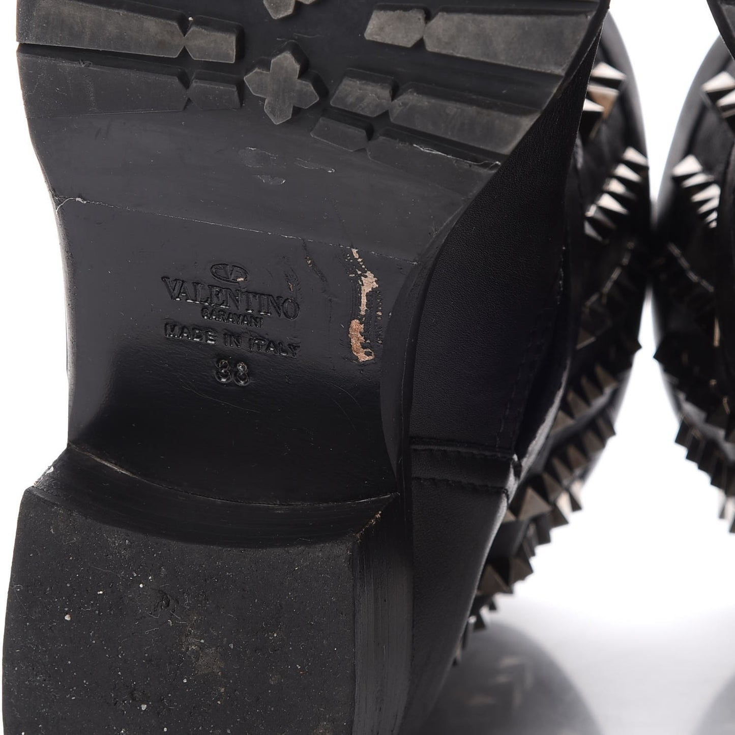 Calfskin Rockstud 30mm Biker Boots 38 Black