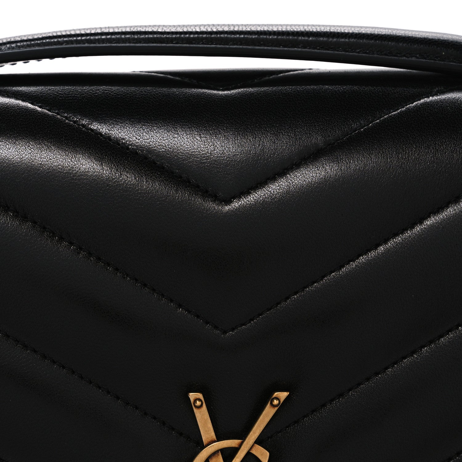 Saint Laurent Lambskin Chevron Quilted Large LouLou Black 9 of 11