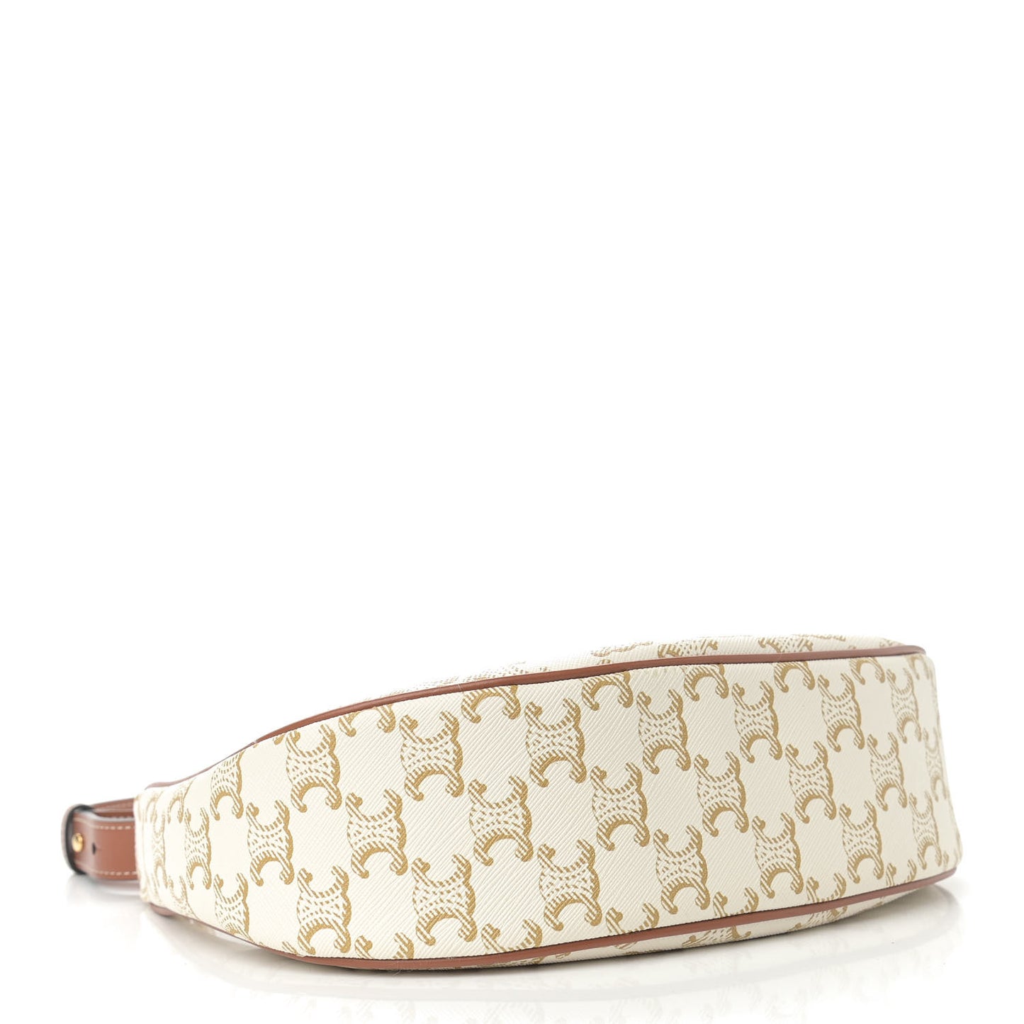 Canvas Calfskin Ava Triomphe Shoulder Bag White