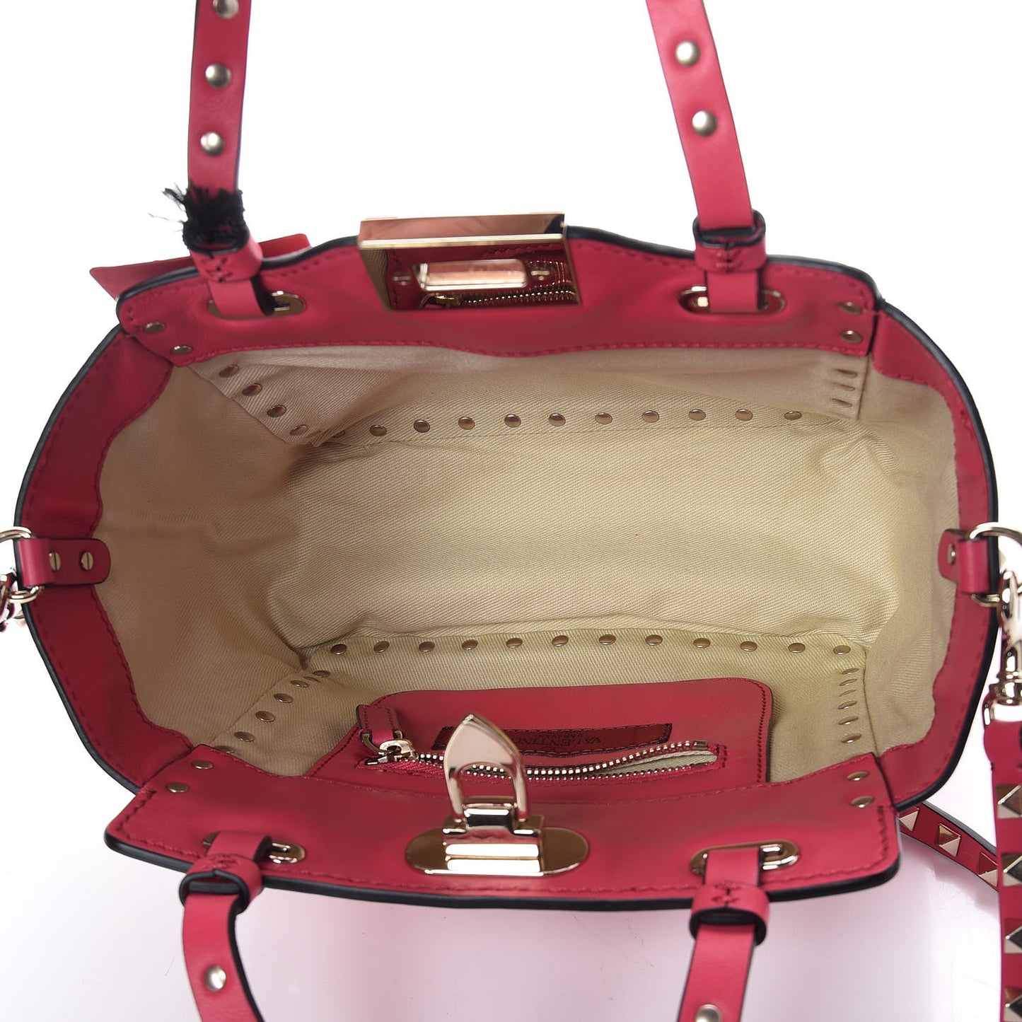 Vitello Mini Rockstud Tote Deep Rose