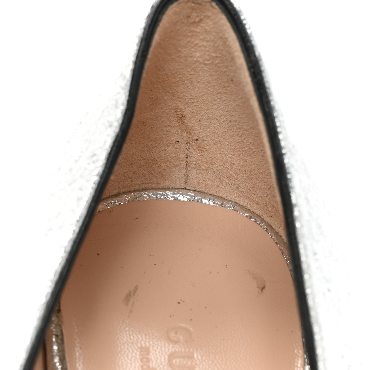 Galassia GG Marmont Fringe 50mm Loafer Pumps 39 Argento