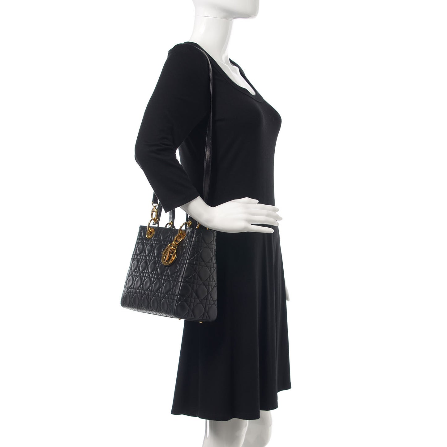 Lambskin Cannage Medium Lady Dior Black