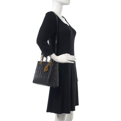 Christian Dior Lambskin Cannage Medium Lady Dior Black 2 of 17