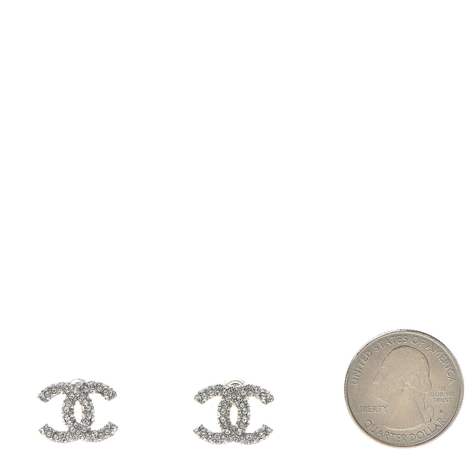 Chanel Crystal CC Earrings Silver 2 of 5