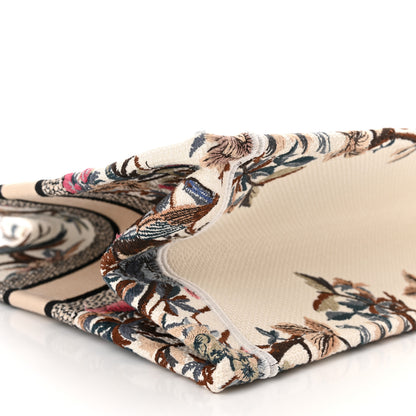 Christian Dior Canvas Embroidered Medium Jardin D'Hiver Book Tote Latte Multicolor 9 of 11