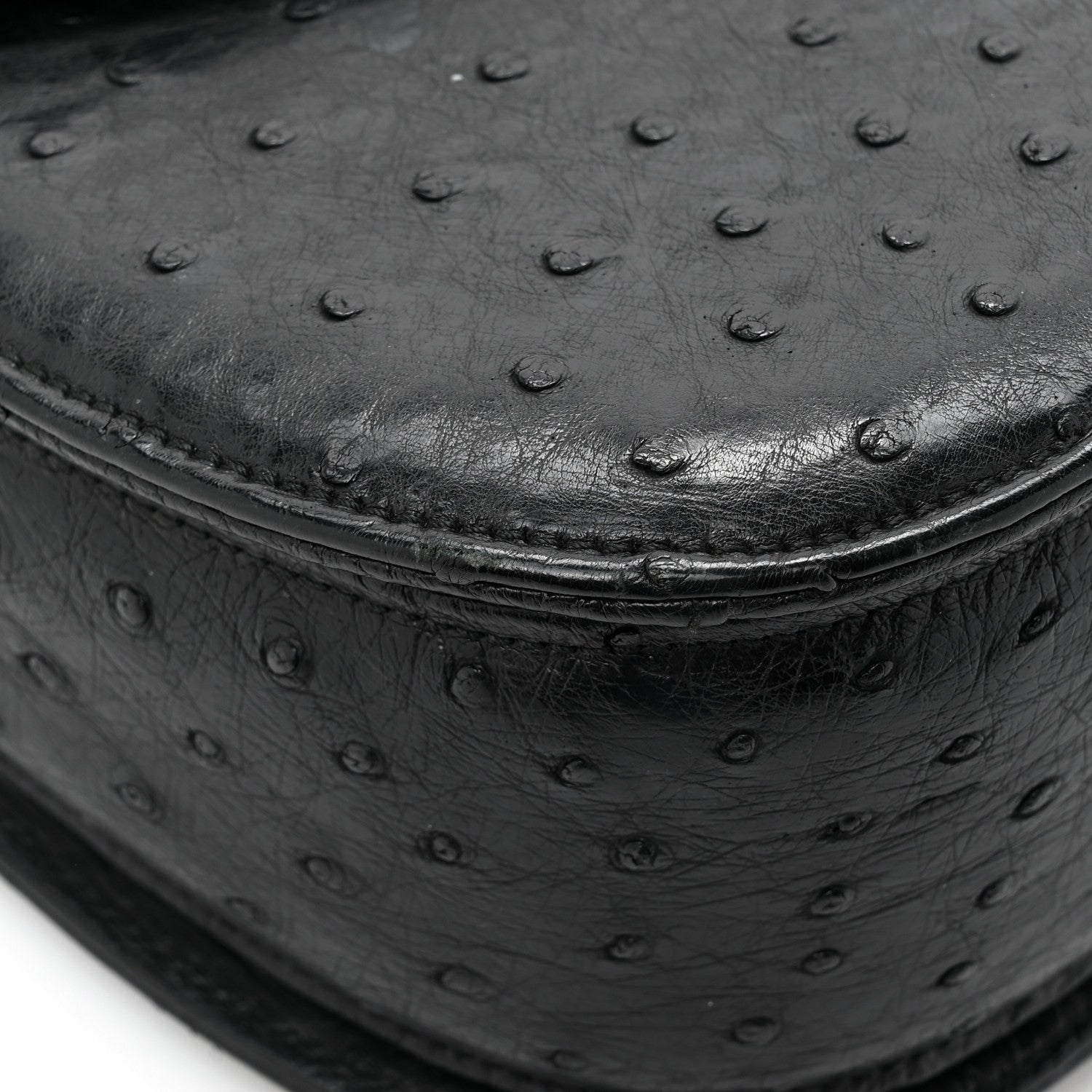 Gucci Ostrich Medium Bamboo Top Handle Bag Black 13 of 16