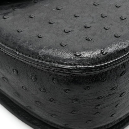 Gucci Ostrich Medium Bamboo Top Handle Bag Black 13 of 16