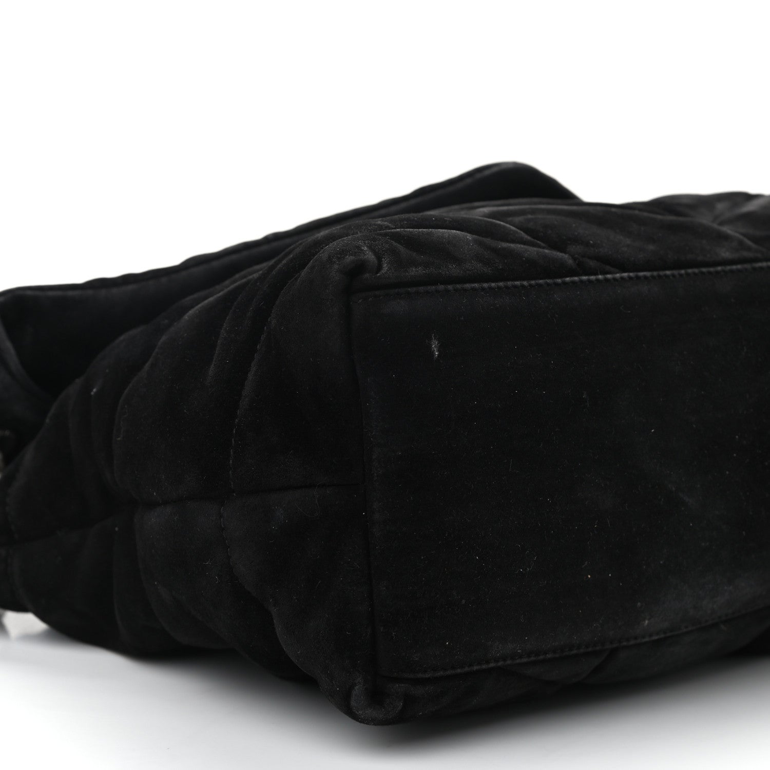 Saint Laurent Suede Quilted Medium Loulou Puffer Monogram Chain Satchel Black 9 of 12