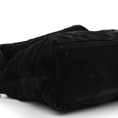 Saint Laurent Suede Quilted Medium Loulou Puffer Monogram Chain Satchel Black 9 of 12