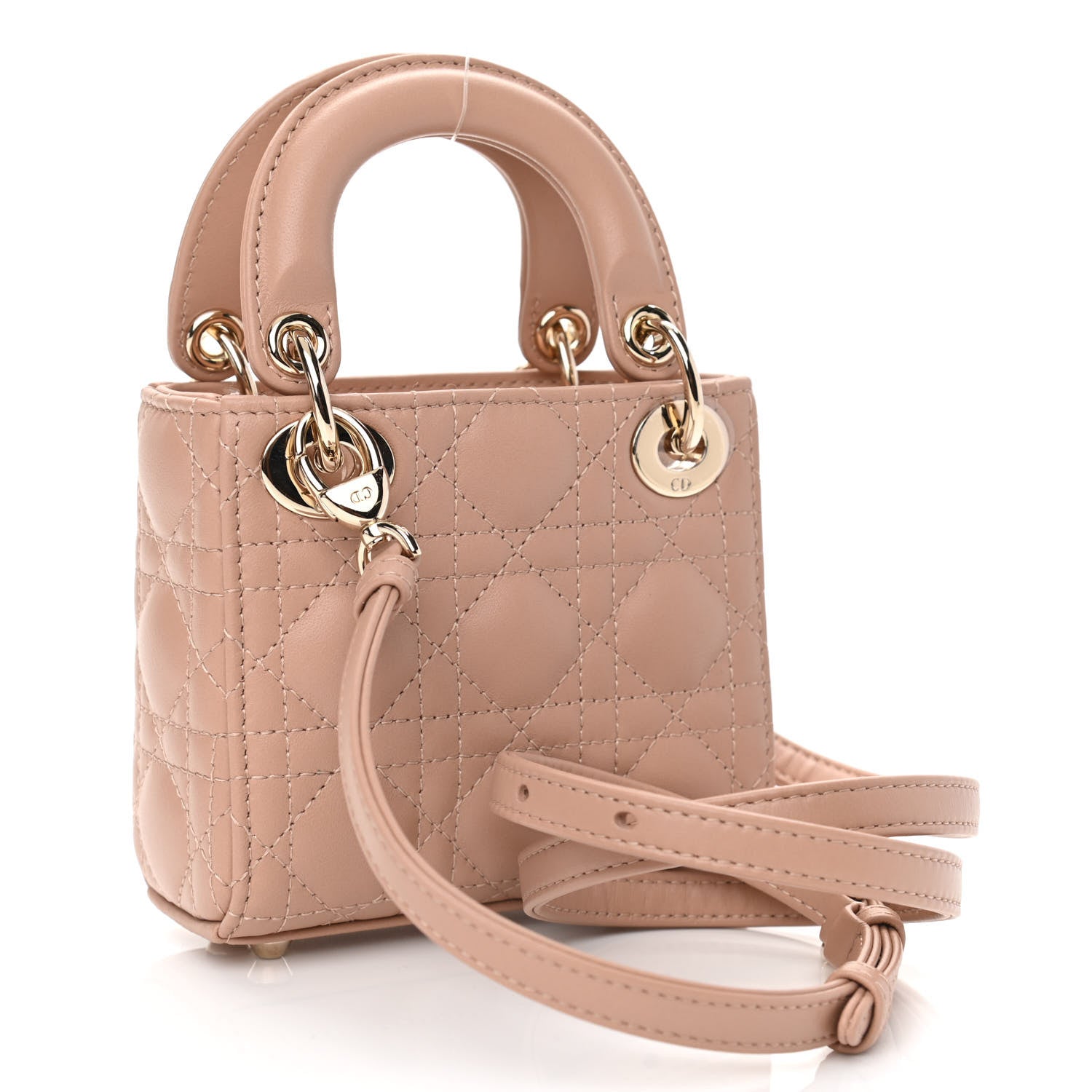 Christian Dior Lambskin Cannage Micro Lady Dior Rose Des Vents 2 of 10