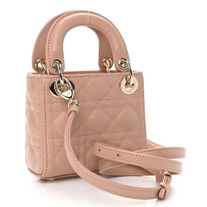 Christian Dior Lambskin Cannage Micro Lady Dior Rose Des Vents 2 of 10