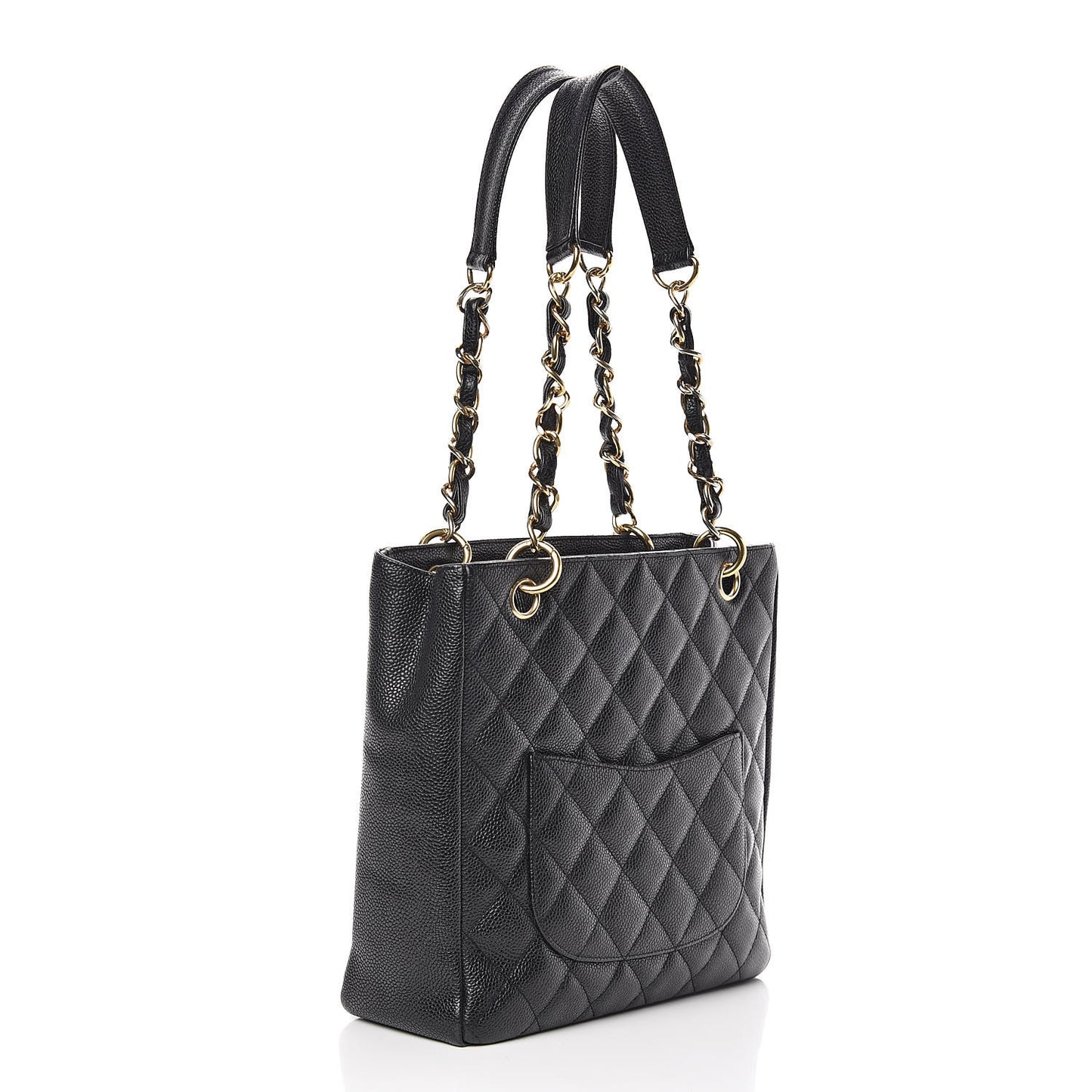 Caviar Quilted Petit Shopping Tote PST Black