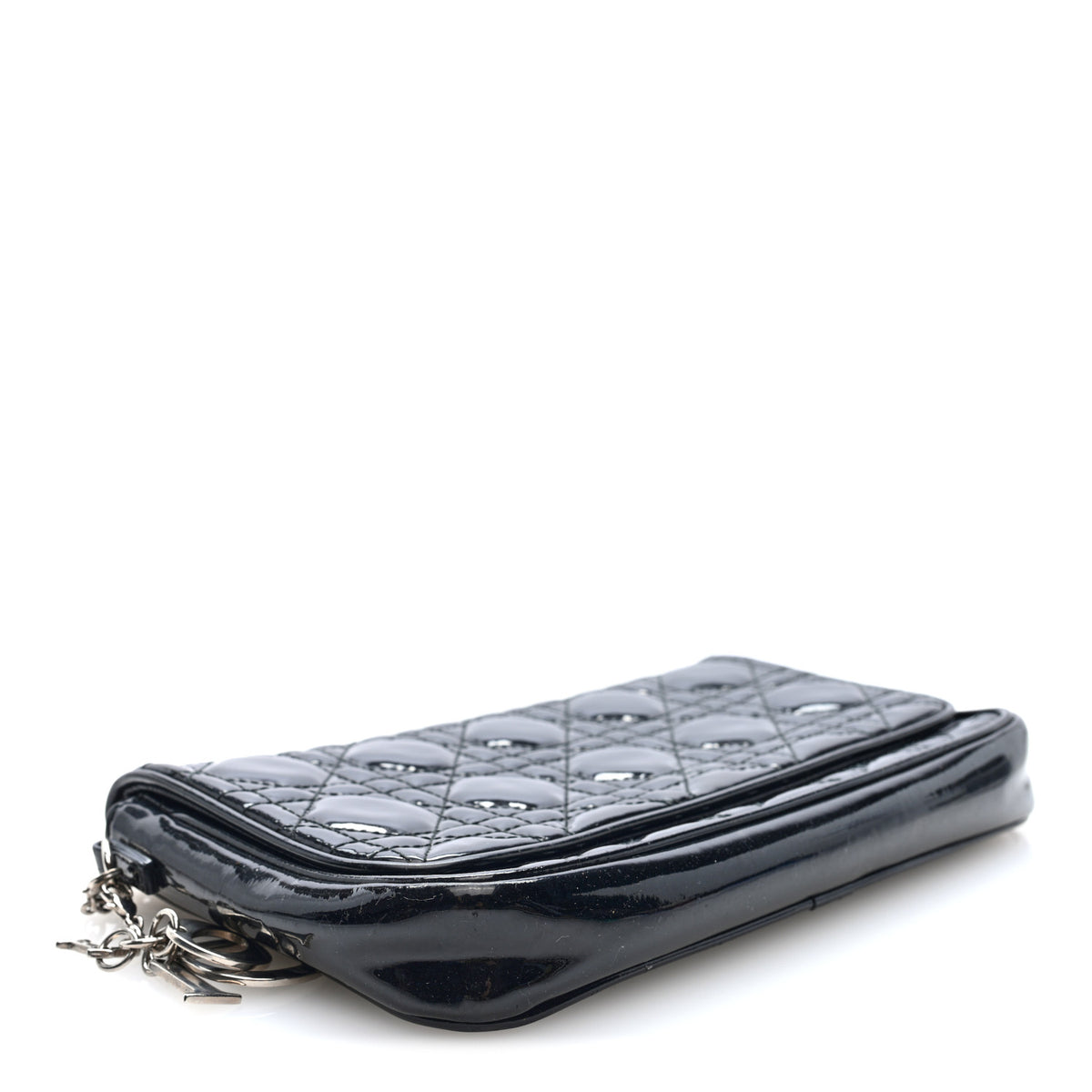 Patent Cannage Wallet on Chain Pouch Black