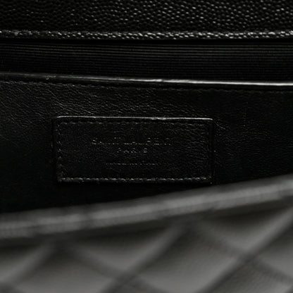 Saint Laurent Grain De Poudre Textured Mixed Matelasse Triquilt Medium Monogram Monochrome Satchel Black 6 of 9