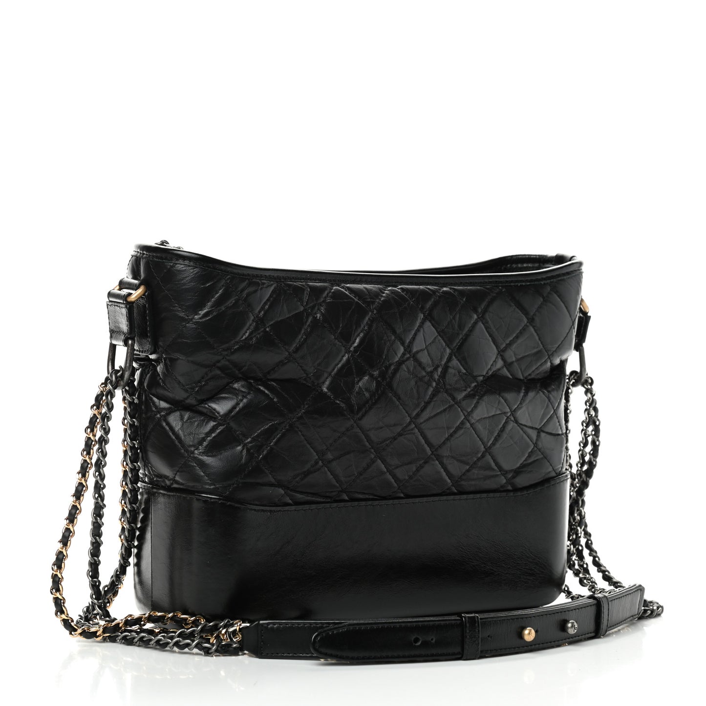 Aged Calfskin Quilted Medium Gabrielle Hobo Black