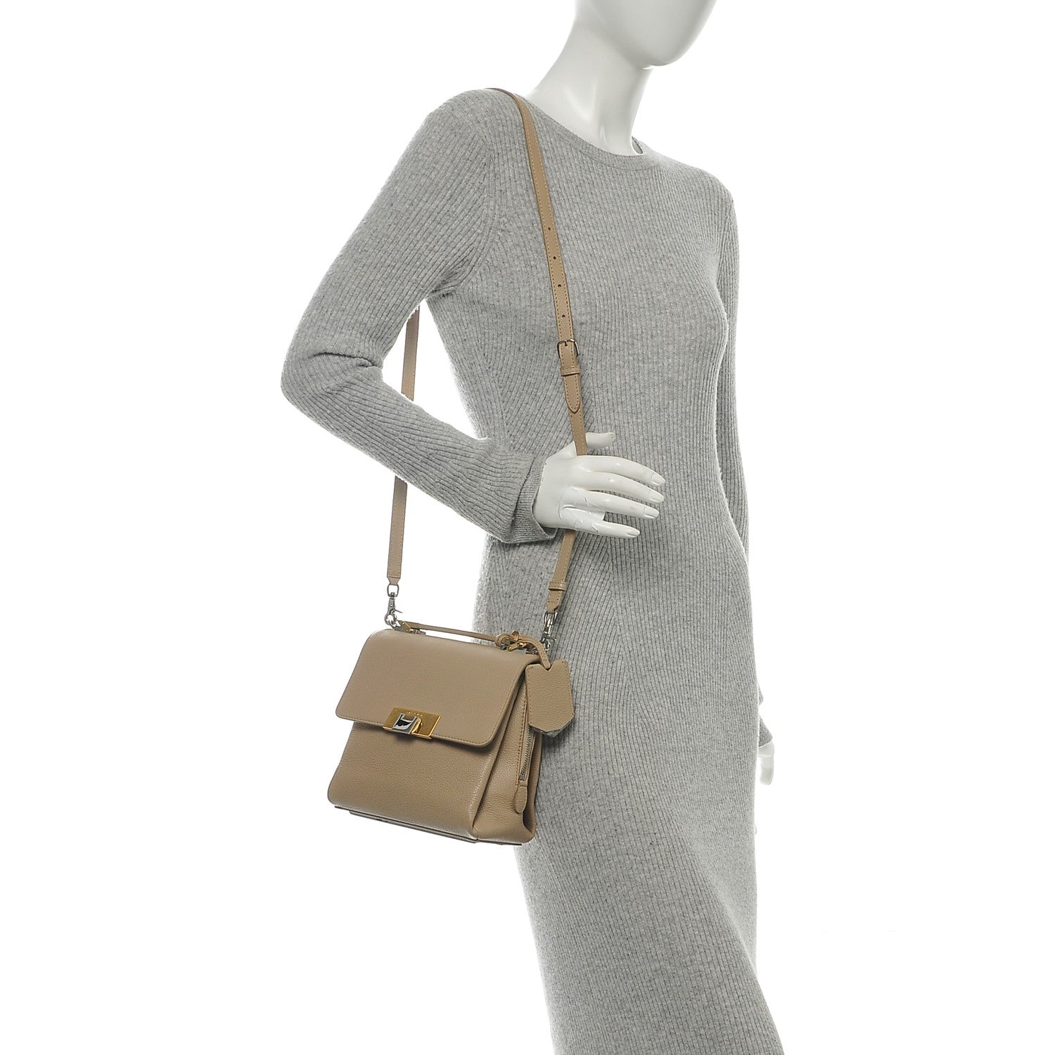 Balenciaga Grained Calfskin Le Dix Mini Soft Cartable Beige Seigle 2 of 7