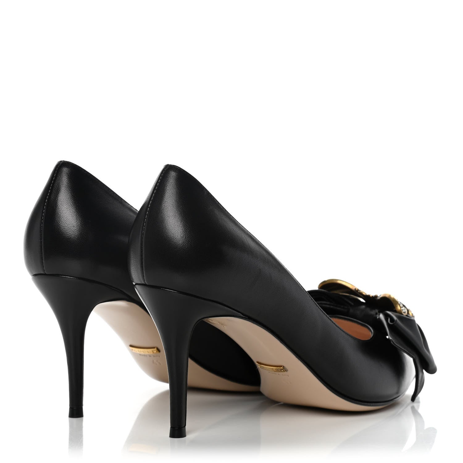 Gucci Nappa Queen Margaret Mid Heel Pumps 41 Black 4 of 16