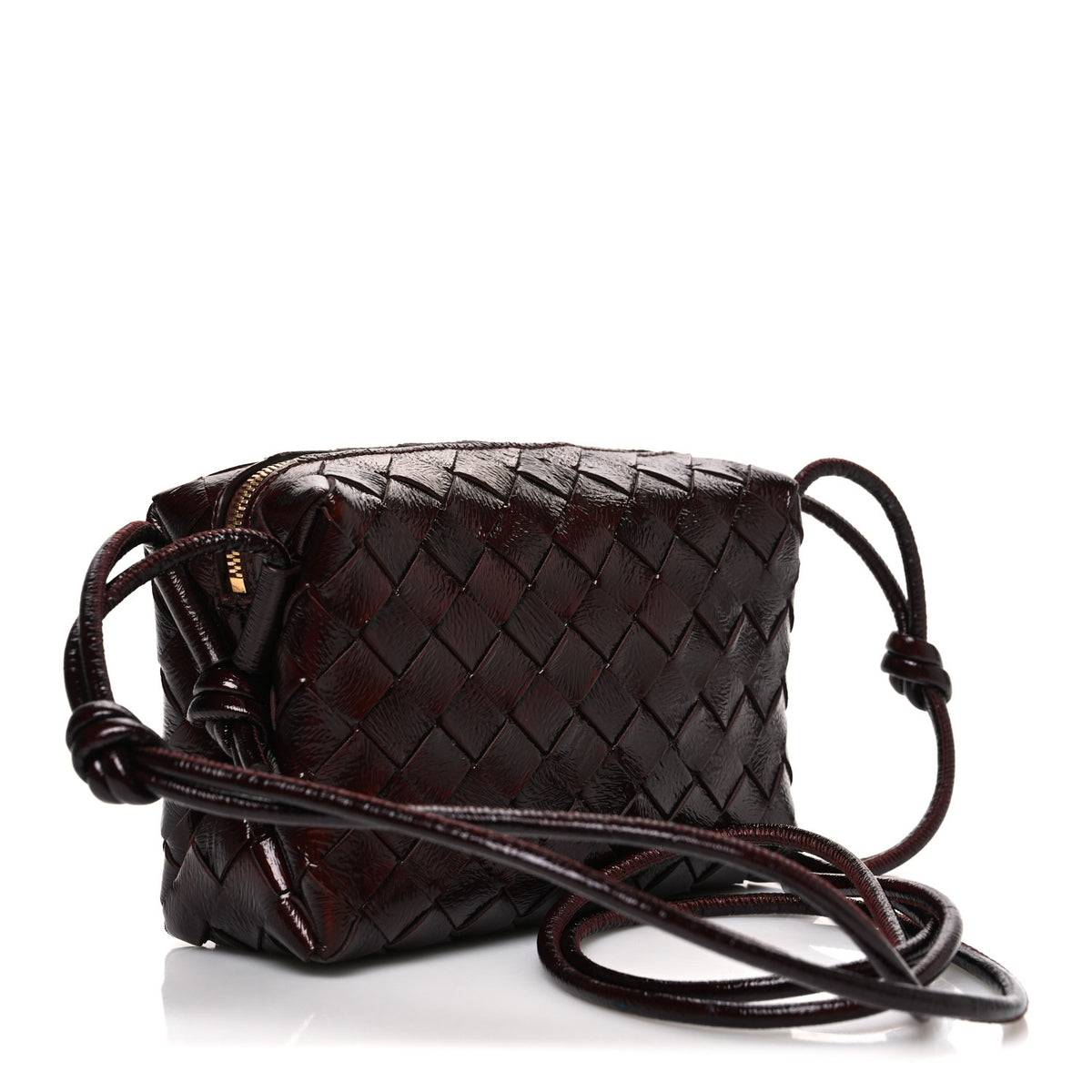 Bottega Veneta Polished Nappa Intrecciato Knot Mini Loop Camera Bag Madder Brown 3 of 9