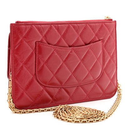 Chanel Aged Calfskin Quilted 2.55 Reissue Chain Wallet Red 3 of 10
