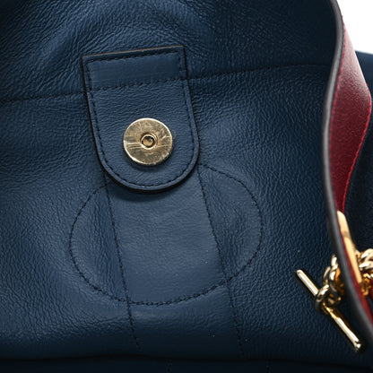 Gucci Suede Calfskin Large Rajah Chain Tote New Blue Romantic Cherry 12 of 13