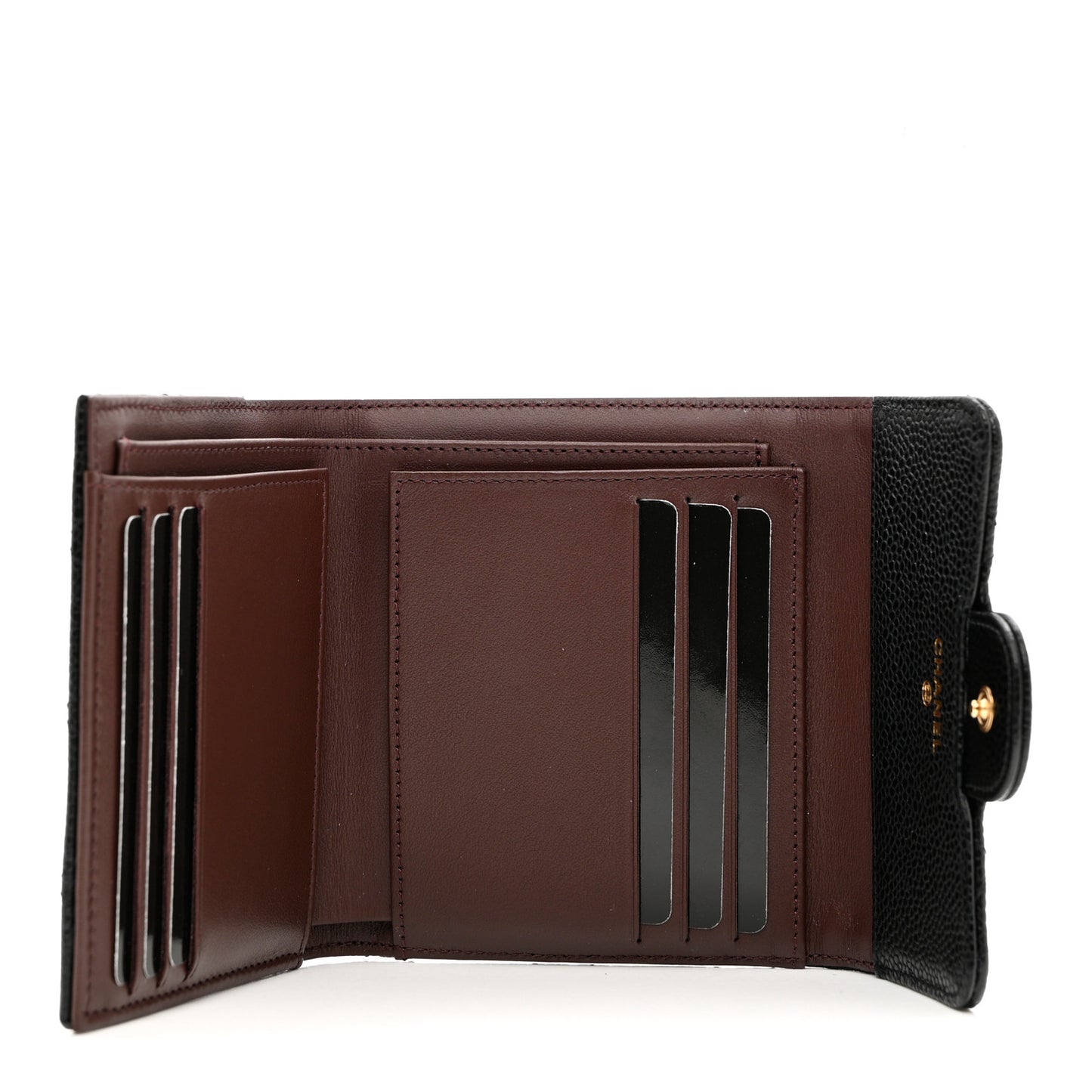 Caviar Quilted Compact Flap Wallet Black